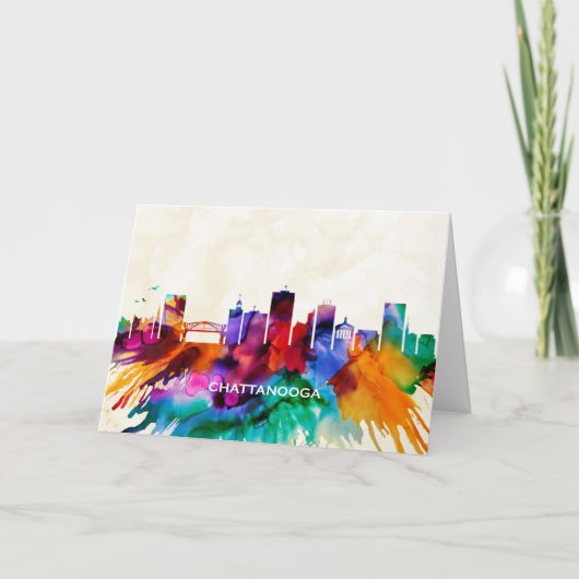 Chattanooga Skyline Feestdagen Kaart (Voorkant)