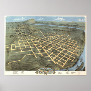 Chattanooga Tennessee 1871 Antiek Panoramische Kaa Poster