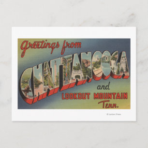 Chattanooga, Tennessee - Grote lettertjes Briefkaart