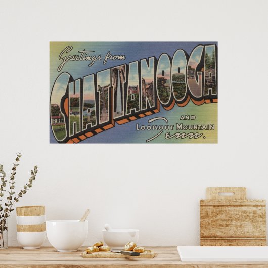 Chattanooga, Tennessee - Grote lettertjes Poster (Keuken)