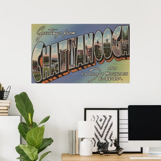 Chattanooga, Tennessee - Grote lettertjes Poster (Thuiskantoor)