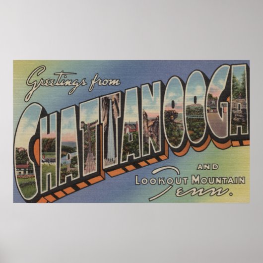 Chattanooga, Tennessee - Grote lettertjes Poster (Voorkant)