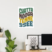 Chattanooga Tennessee Retro Wave Poster (Thuiskantoor)