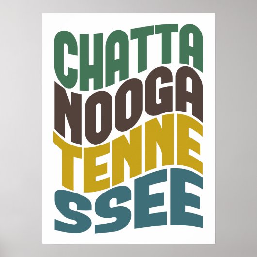 Chattanooga Tennessee Retro Wave Poster (Voorkant)