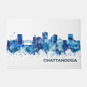 Chattanooga Tennessee Skyline Blue Deurmat