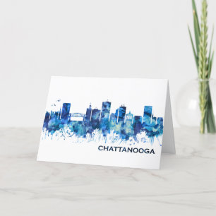 Chattanooga Tennessee Skyline Blue Feestdagen Kaart