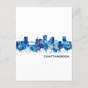 Chattanooga Tennessee Skyline Blue Feestdagenkaart