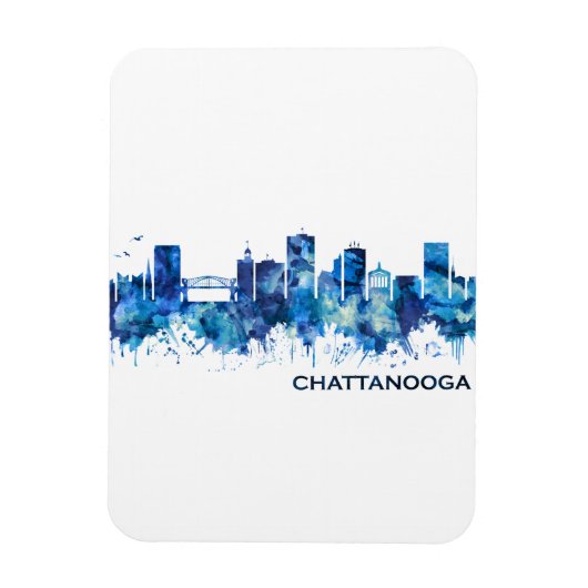 Chattanooga Tennessee Skyline Blue Magneet (Verticaal)