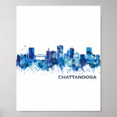Chattanooga Tennessee Skyline Blue Poster (Voorkant)
