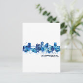 Chattanooga Tennessee Skyline Blue Uitnodiging Briefkaart (Staand voorkant)
