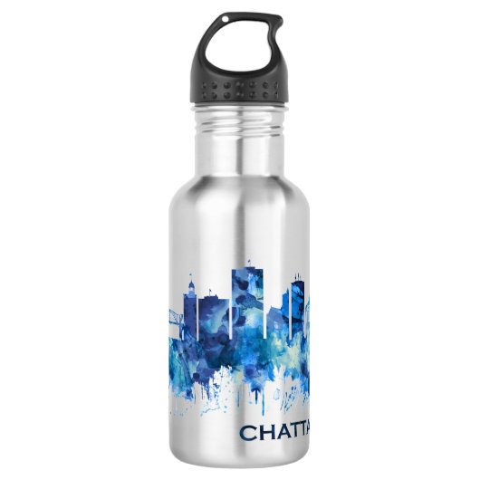 Chattanooga Tennessee Skyline Blue Waterfles (Voorkant)
