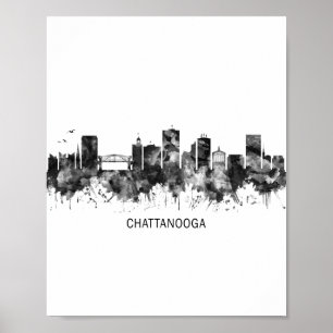 Chattanooga Tennessee Skyline BW Poster