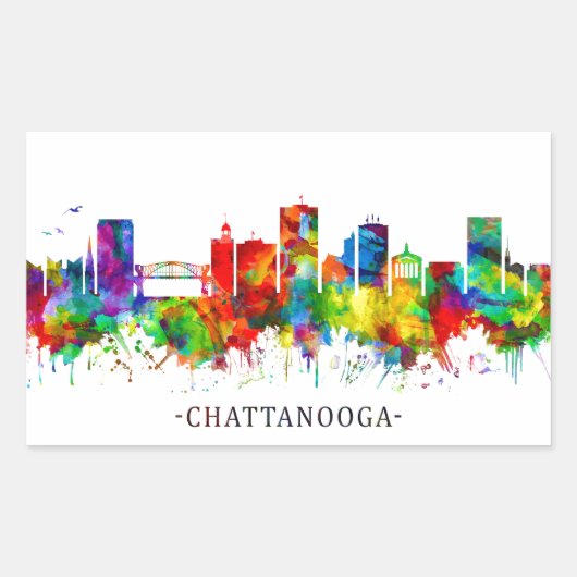 Chattanooga Tennessee Skyline Rechthoekige Sticker (Voorkant)