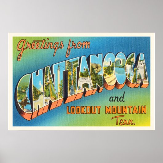 Chattanooga Tennessee TN Vintage Travel Souvenir Poster (Voorkant)