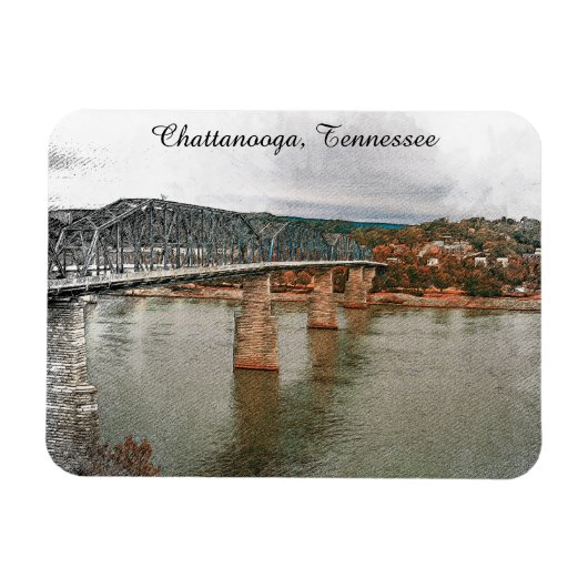  Chattanooga, Tennessee Walnut Bridge Magneet (Horizontaal)