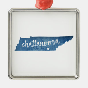 Chattanooga Tennessee Wood Graan Metalen Ornament