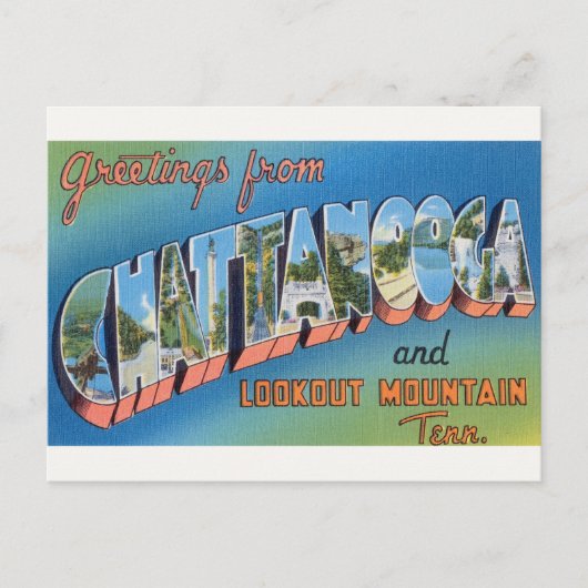  Chattanooga, TN en Signal Mtn. Briefkaart (Voorkant)