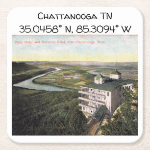 Chattanooga TN Kaart coördineert  stijl Kartonnen Onderzetters