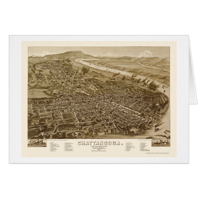 Chattanooga, TN Panorama Map - 1886 (Voorkant Horizontaal)