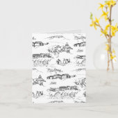 Chattanooga Toile Black and White (met grijs) Kaart (Gele Bloem)