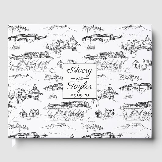 Chattanooga Toile Black and White Wedding Gastenboek (Voorkant)