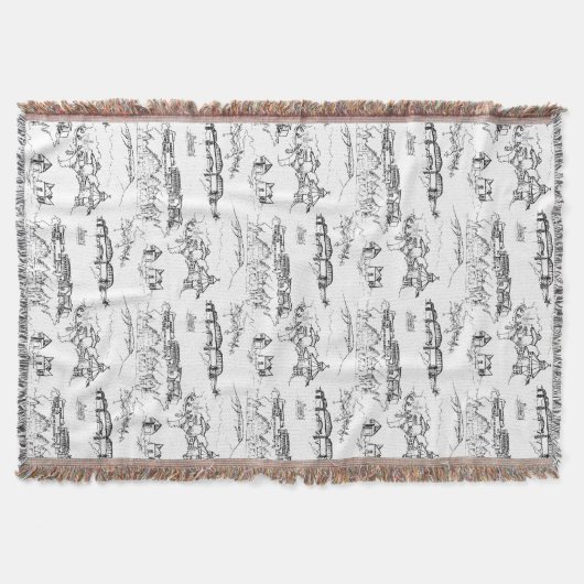 Chattanooga Toile Black en White Deken (Voorkant)