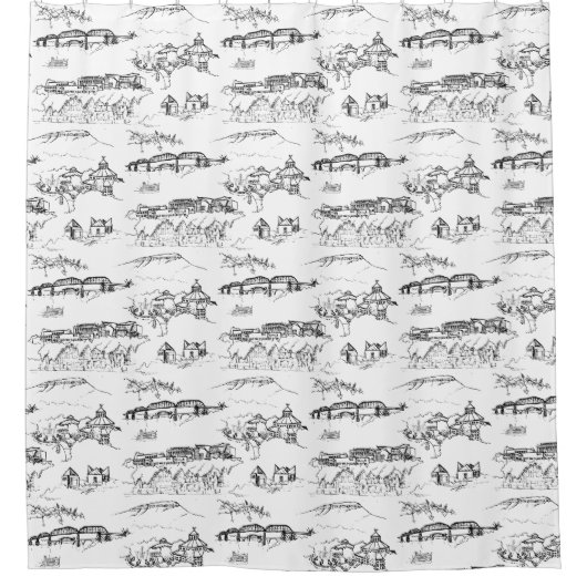 Chattanooga Toile Black en White Douchegordijn (Voorkant)
