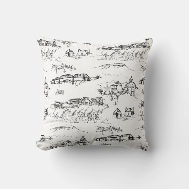 Chattanooga Toile Black en White Kussen (Voorkant)