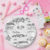 Chattanooga Toile Black en White Papieren Bordje (Feest)