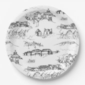 Chattanooga Toile Black en White Papieren Bordje (Voorkant)