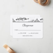 Chattanooga Toile Black en White RSVP Notitiekaartje (Voorkant / Achterkant in situ)