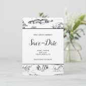 Chattanooga Toile Black en White Save the Date (Staand voorkant)