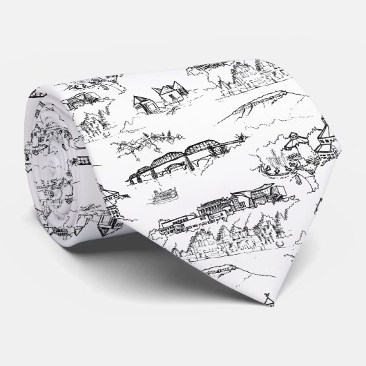 Chattanooga Toile Black en White Stropdas (Opgerold)