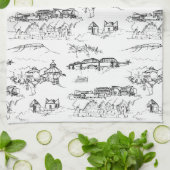 Chattanooga Toile Black en White Theedoek (Gevouwen)
