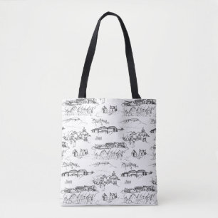Chattanooga Toile Black en White Tote Bag