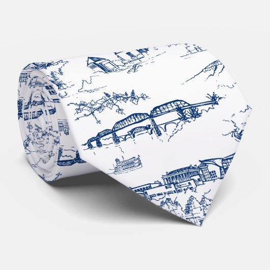 Chattanooga Toile Blue Stropdas (Opgerold)