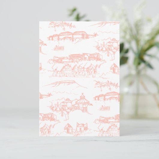 Chattanooga Toile Blush Color Sample Bedankkaart (Staand voorkant)