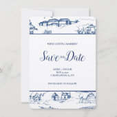 Chattanooga Toile Navy en White Save the Date (Voorkant)