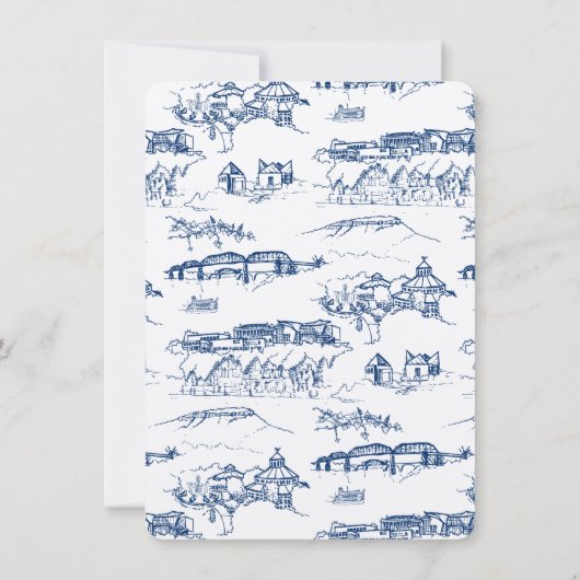 Chattanooga Toile Navy en White Save the Date (Achterkant)