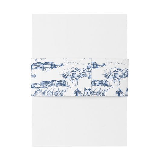 Chattanooga Toile Navy en Wit Uitnodigingen Wikkel (Achterkant Voorbeeld)