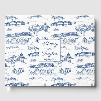 Chattanooga Toile Navy en Witte Bruiloft Gastenboek
