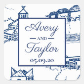 Chattanooga Toile Navy en Witte Envelop Zegel (Voorkant)