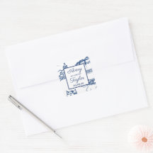 Chattanooga Toile Navy en Witte Envelop Zegel