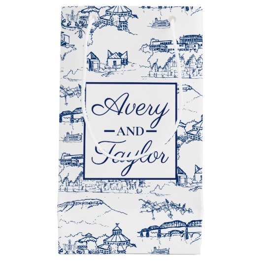 Chattanooga Toile Navy en Witte Huwelijk Klein Cadeauzakje (Voorkant)