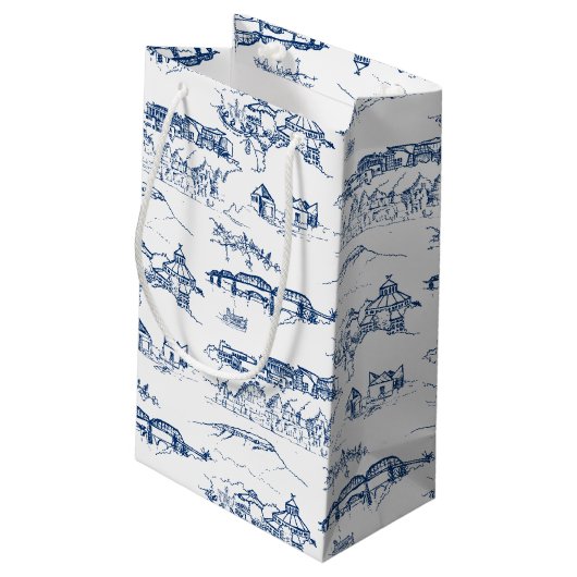 Chattanooga Toile Navy en Witte Huwelijk Klein Cadeauzakje (Achterkant Gekanteld)