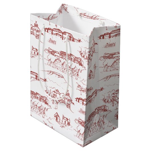 Chattanooga Toile Red en White Medium Cadeauzakje (Achterkant Gekanteld)
