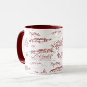 Chattanooga Toile Red en White Mok (Voorkant links)