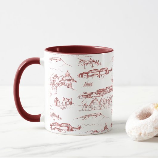 Chattanooga Toile Red en White Mok (Met donut)