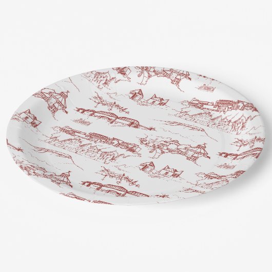 Chattanooga Toile Red en White Papieren Bordje (Gekanteld)