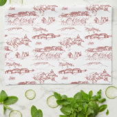 Chattanooga Toile Red en White Theedoek (Gevouwen)